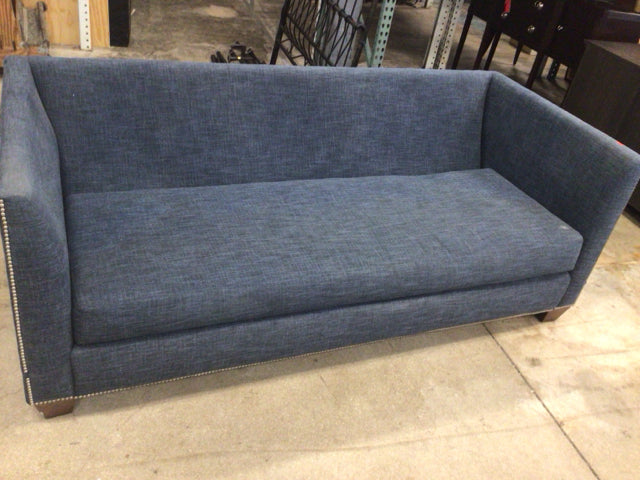 AS IS-Navy/Nailhead Sofa(MISSING PILLOWS)