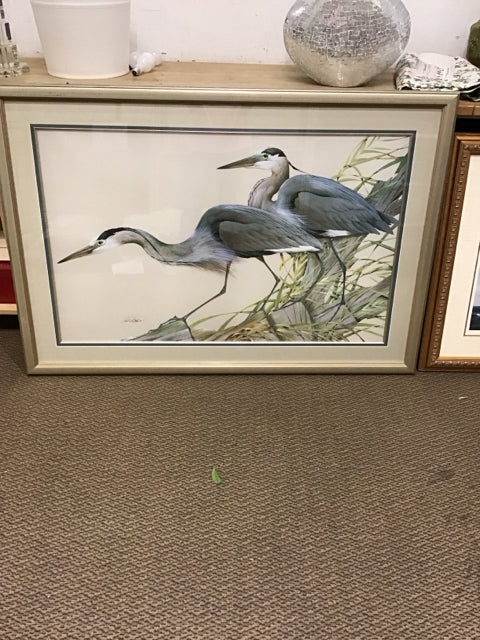 54x36 Framed "Blue Herons" Art Lamay