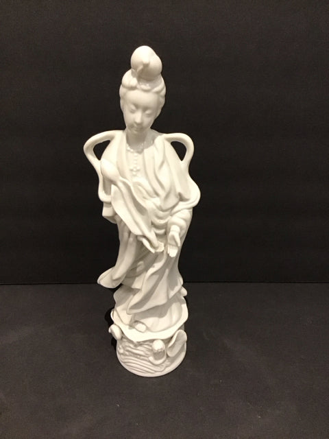 12" White Ceramic Asian Woman