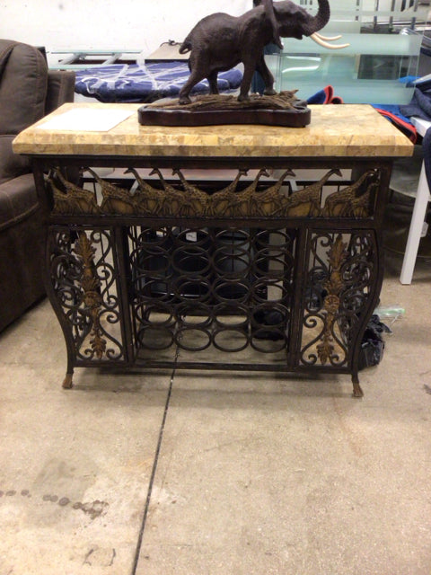 Stone Top Metal Wine Rack/Console Table