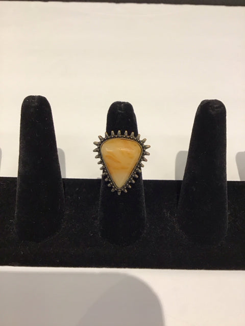 Triangular Stone & Metal Ring