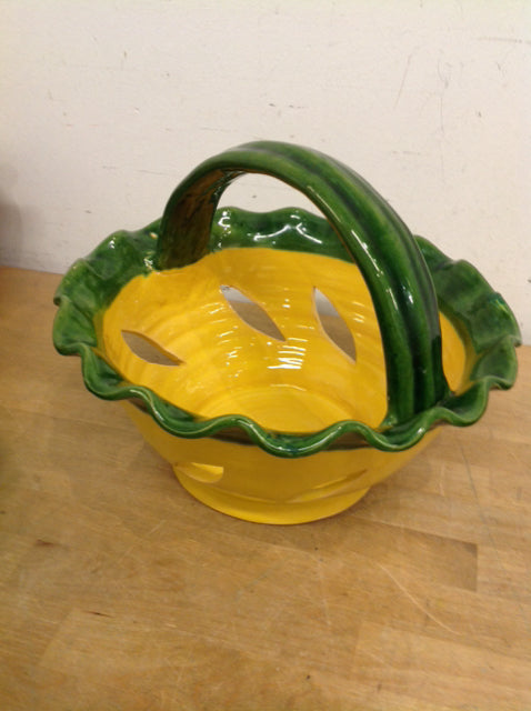 Basket- 12 Portugal Yellow & Green Ceramic