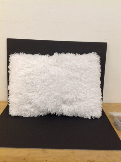 White Short Shag Pillow
