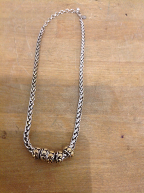 Necklace- Silver Rope W Gold Charms