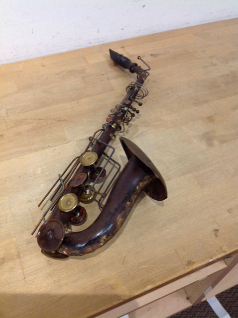 23" Brutalist Metal Trombone Sculpture