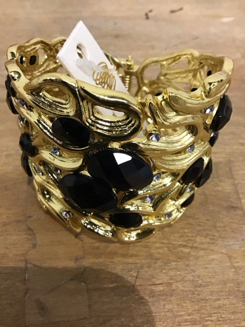 Goldtone Blackstone Cuff Bracelet