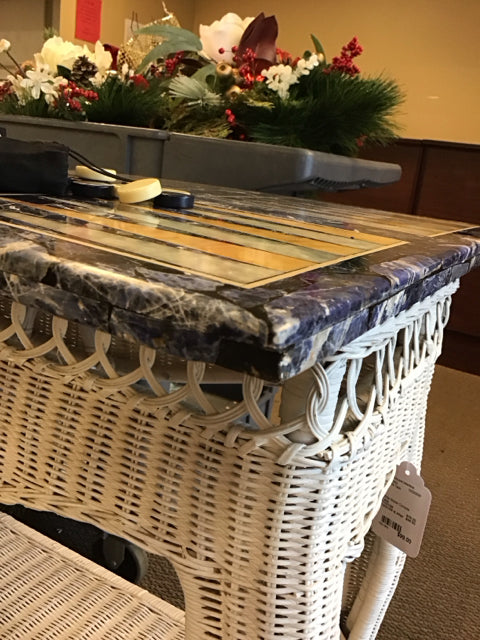 20"Sq Tessellated Marble Backgammon Set AS-IS Nick on Corner