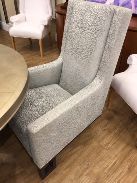 High Back Silver/Blue Cheetah Print Chair