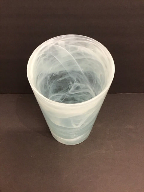 9" Kosta Boda Blue Swirls Glass Vase