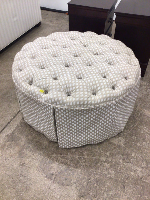 Ballard Designs Round Tufted Skirted Ottoman