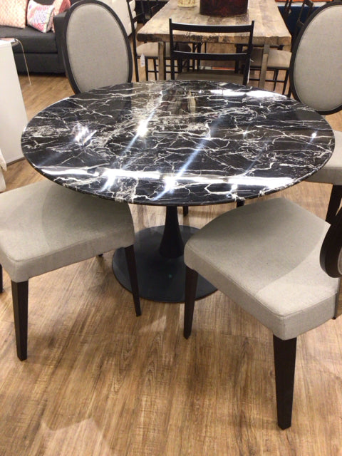 45" Round Glass Top/Faux Marble Table-As Is
