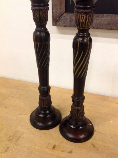 Candle Holders -,15" Pair Of Bronze Metal