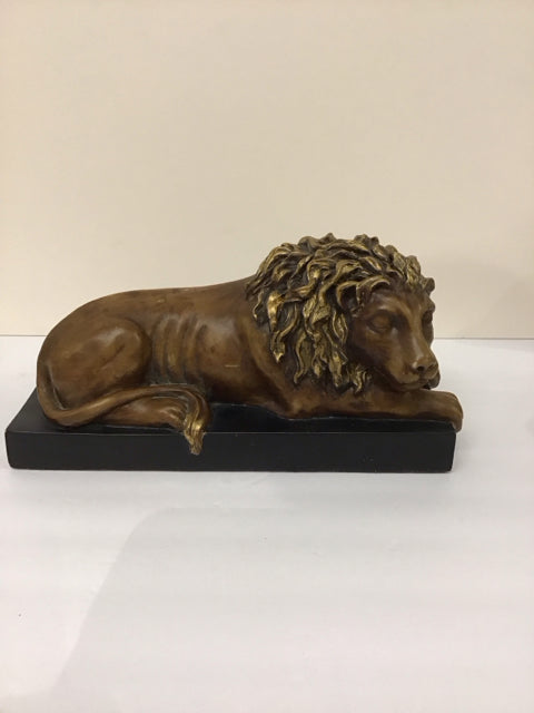 14" Gold Resin Lion on Black Base