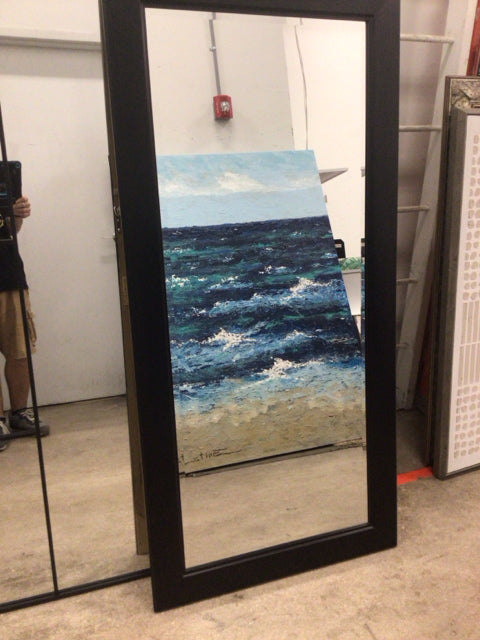 31" X 65"Dark Wood Framed Beveled Floor Mirror