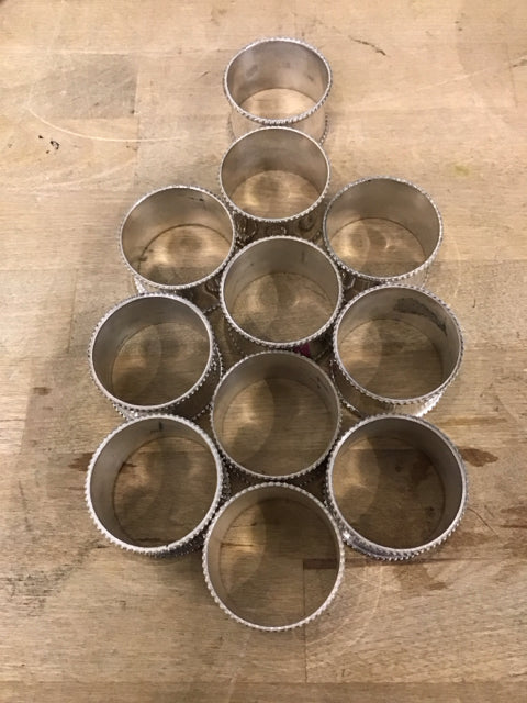 Set Of 11 Silvertone Metal Napkin Rings