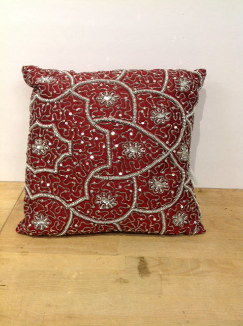 Garnet Beaded & Sequined Pillow