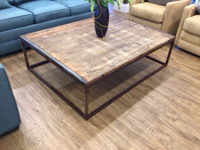 RH Rectangle Wood & Metal Two Pc Coffee Table