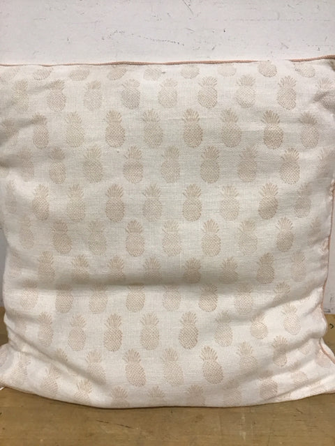 24" Peach & Cream Trellis Weave/Pineapple Print Pillow