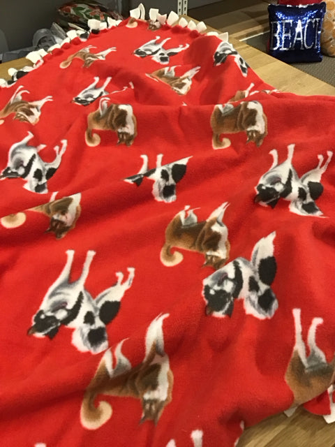 Red Fleece Siberian Husky Throw