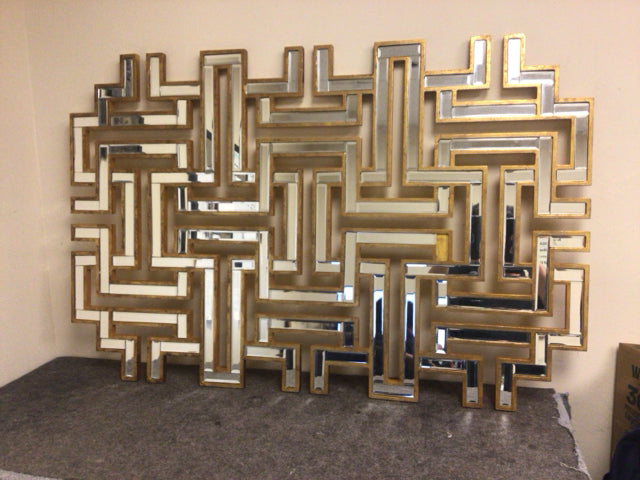 47" X 31" Diamond Home Gold Framed Geometric Mirror