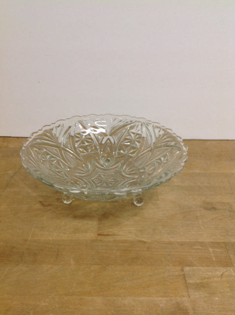 9" Footed Carved Crystal Bowl