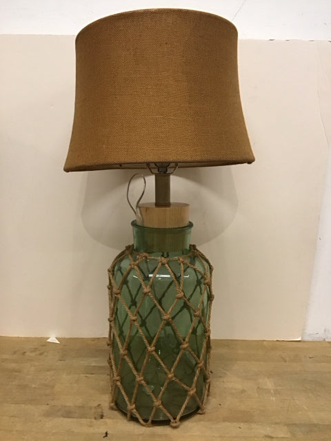 30" Glass Jar Wrapped w/Nautical Rope & Shade