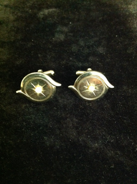Gold Cufflinks w/Faux Pearls