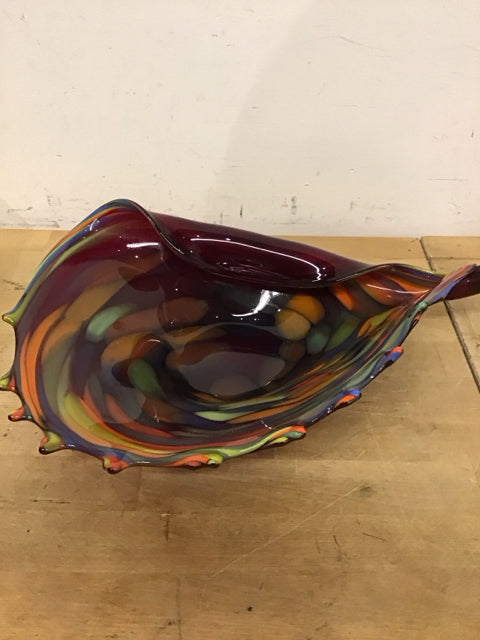 15" Multi Color Art Glass Bowl