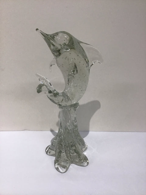 13" Glass Dolphin Sculpture