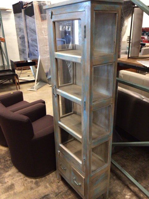74" Glass Front Two Drawer Display/Storage Cabinet