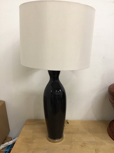 36" Black Mid Century Mod Table Lamp W/Chrome Base