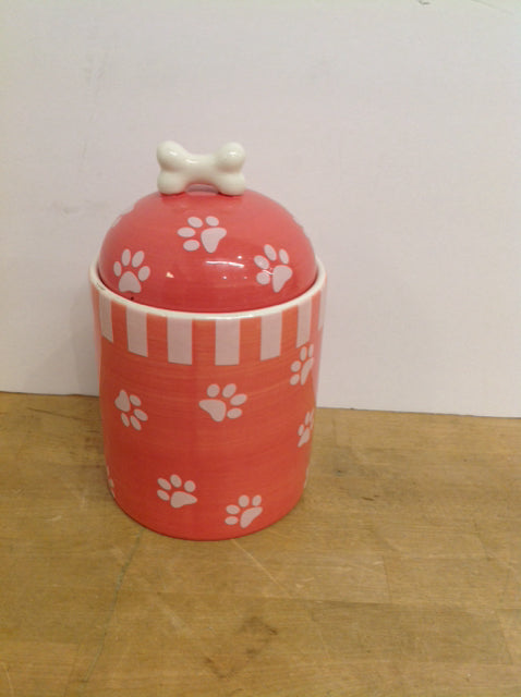 10" Pink Paws Ceramic Treat Jar