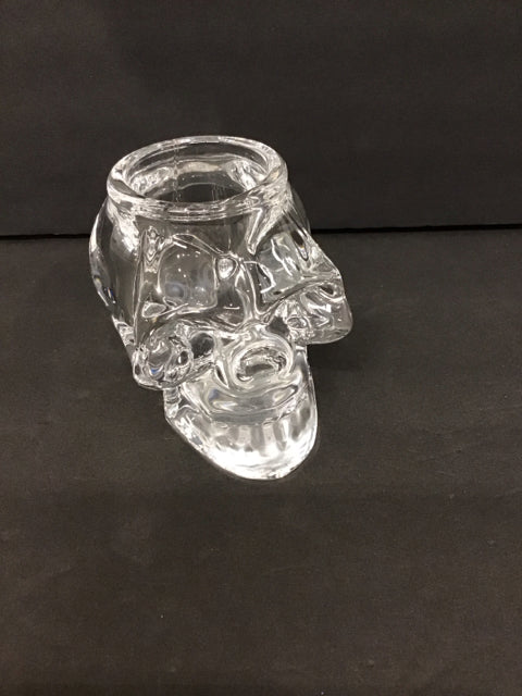Glass Skull Candle Holder