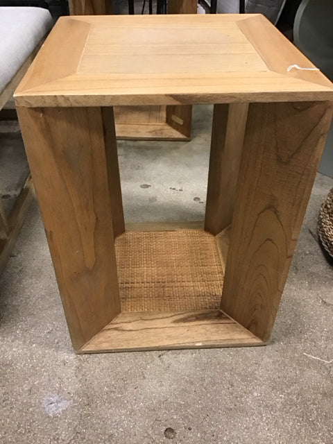 Square Wood/Cain Bottom End Table