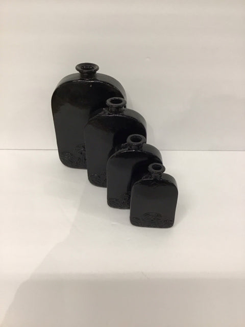 9",7",6",5" Graduated Black Pottery Jugs