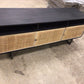 AS-IS Three Rattan Door Media Console(Large Crack On side)