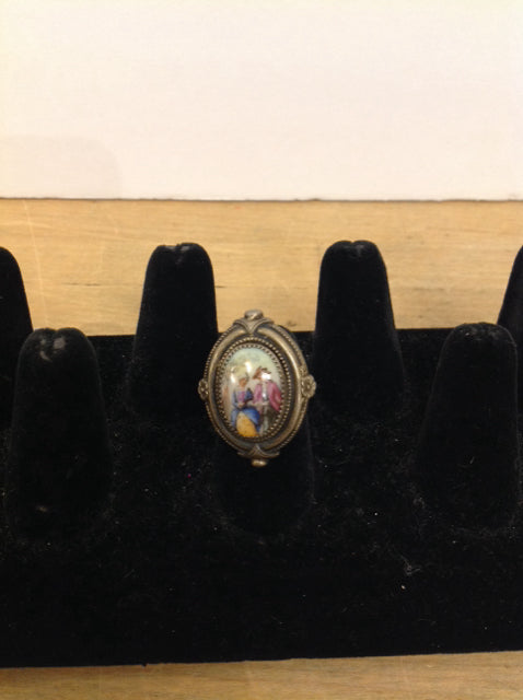 Antique Enamel Painted Ring