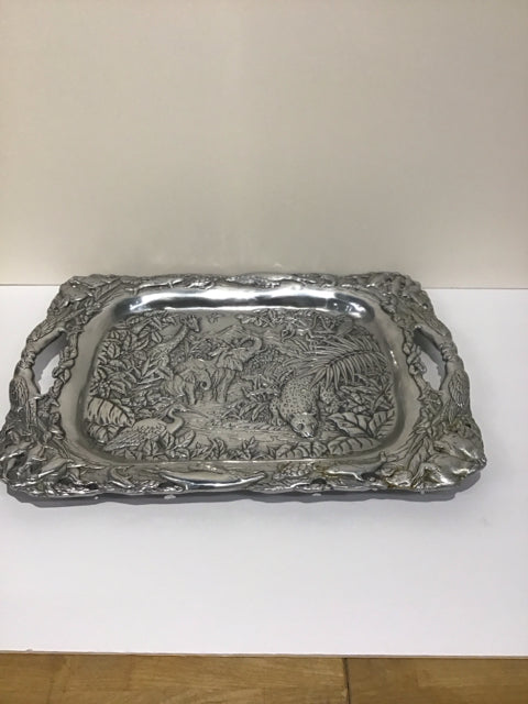 19x14 Silver Safari Tray w/Handles