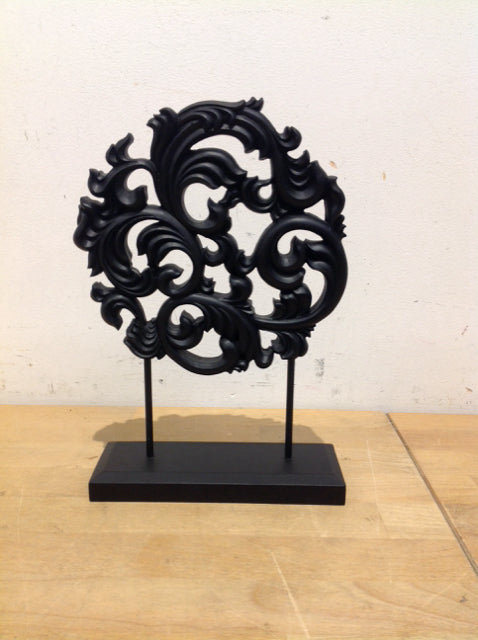 Mounted Black Resin Medallion w/Base