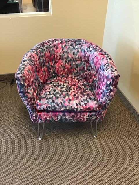 Nathan Anthony Pink/Teal Geometric Barrel Chair