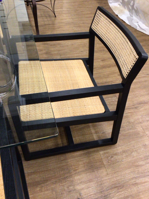 Black Wood/Light Cain Arm Chair