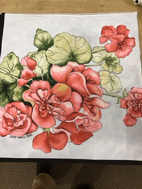 Betty Singer 36" Sq. Floral Table Scarf