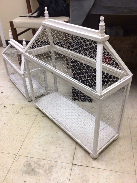 Large White Wood Mesh Birdcage