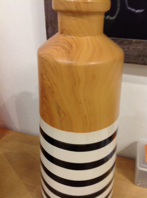 Vase - 15" Black & White Stripe Deramic