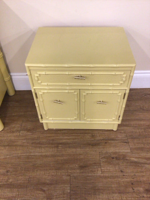AS-IS Yellow One Drawer/Two Door Nightstand(Top Light Bubble)