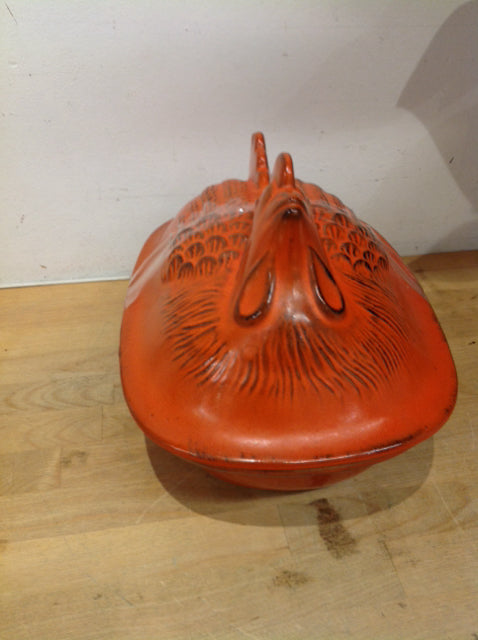 14" Umbriaverde Orange Ceramic Chicken Casserole