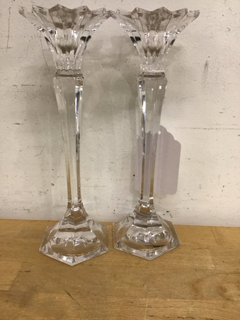 Pair Of Glass Candle Holders