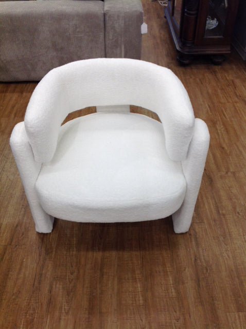 White Boucle Accent Chair