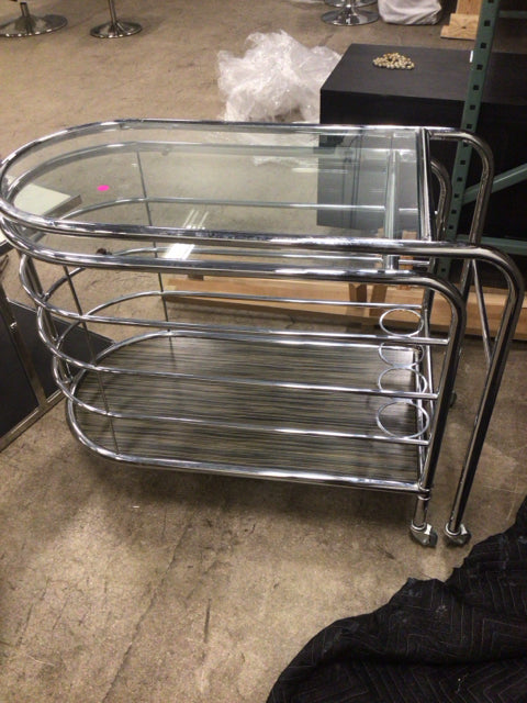 Chrome & Wood Bar Cart
