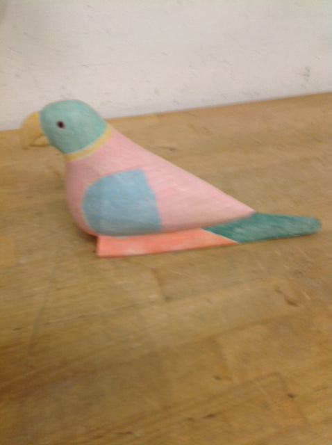 9" Multi Color Wood Bird